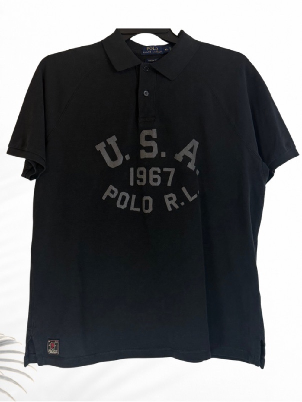 Polo Ralph Lauren USA 1967 Custom Fit Polo Shirt Black Gray XL